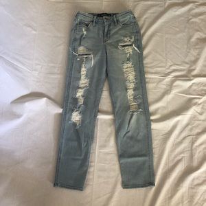 Distressed, Hollister Mom Jeans.